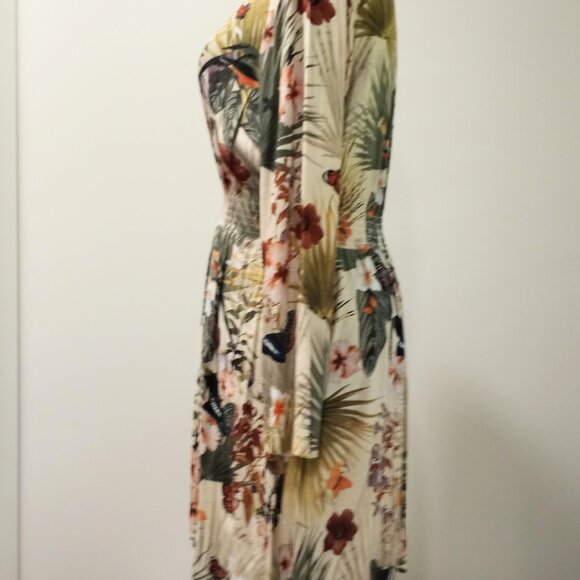 H&M FLORAL LONG SLEEVE SUMMER MINI DRESS WITH ELASTICATED WAIST SIZE 10 - Picture 6 of 9